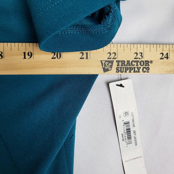 Maggy London Dress Women's 16 Turquoise Green Tie Neck Midi Career Office NWT - Picture 10 of 12